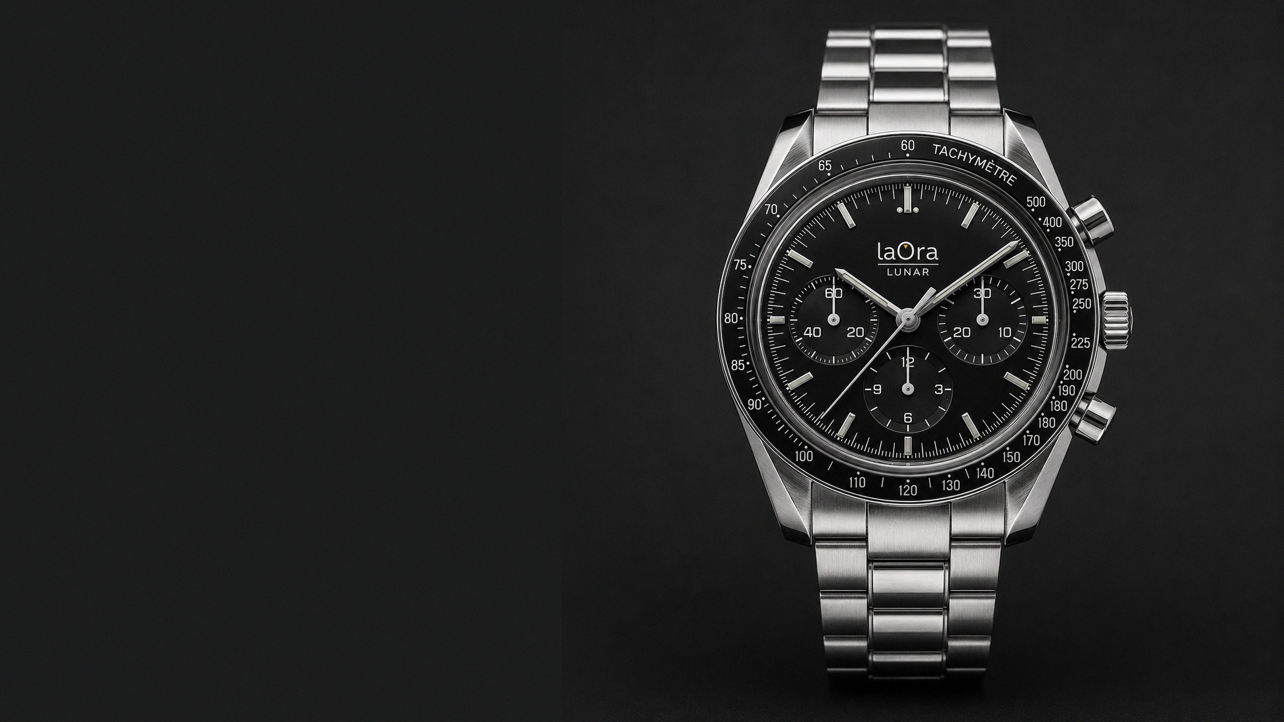 Reloj laOra Lunar, cronógrafo de esfera negra